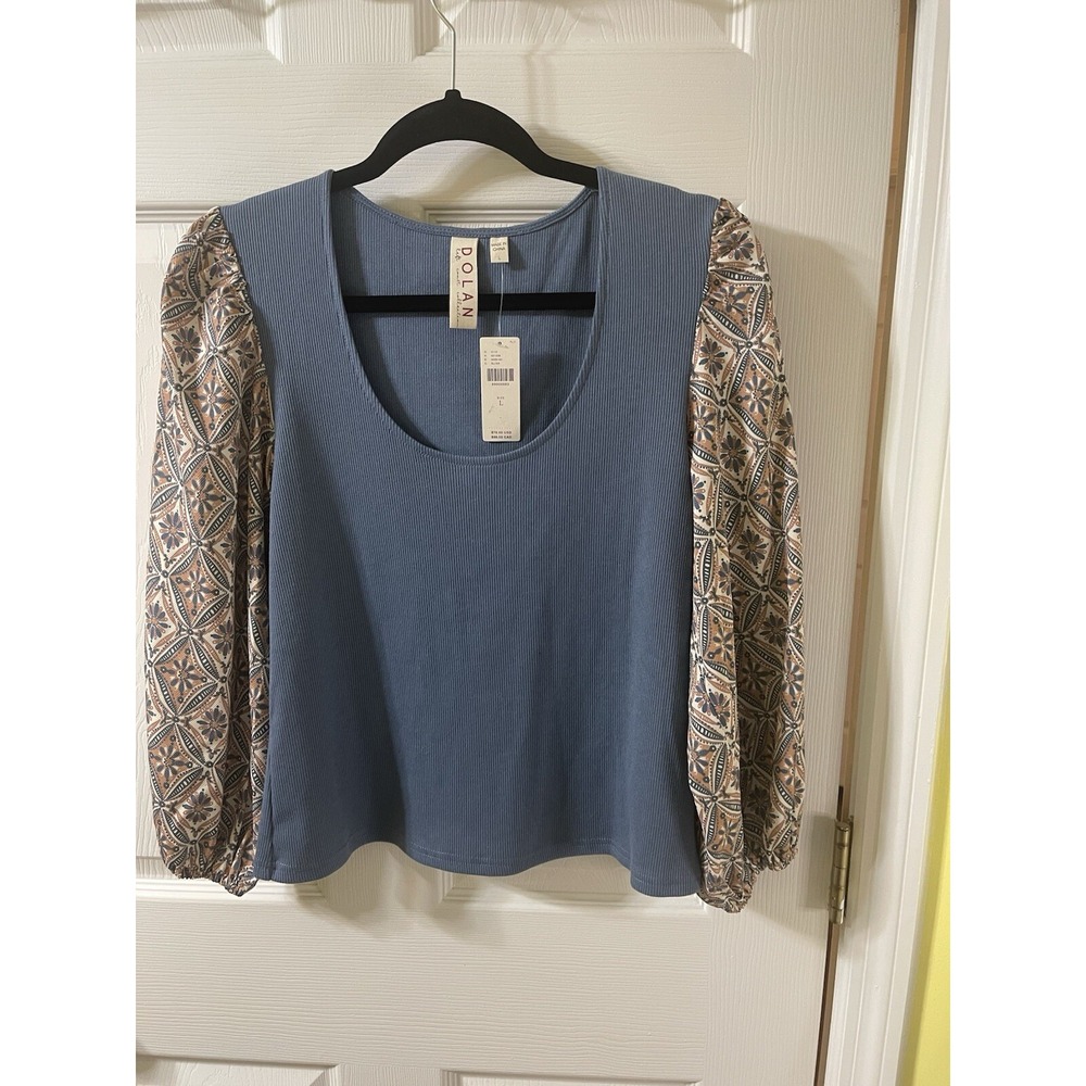 Dolan Anthropology Puff Sleeve Top‎ Size Large NWT